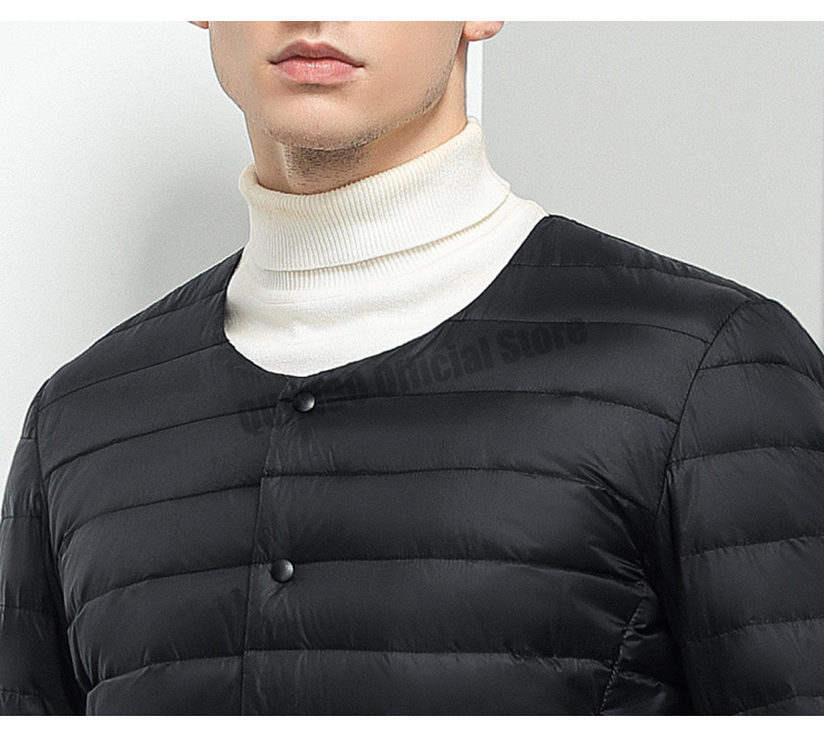 Men's Liner Duck Down Jacket O-neck Variable V-neck 2023 New Men Winter Keep Warm Collarless Ultralight Quilted Puffer_voghion.com