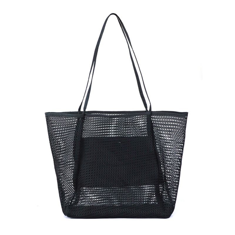 Woven Travel One shoulder Mesh Simple Handbag Outing Portable Beach Bag Available_voghion.com