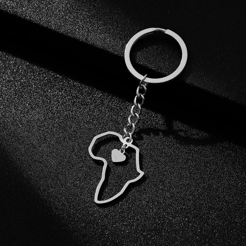 African Map Heart Keychain - Glossy Titanium Steel Pendant With Ethnic Motifs For Men & Women_voghion.com