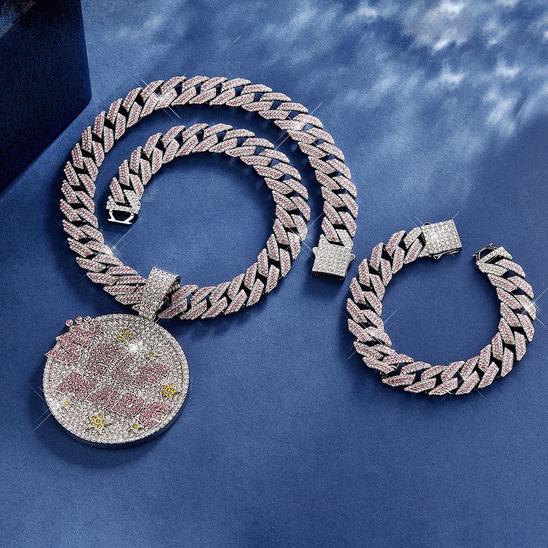 Collana con ciondolo a forma di lettera con strass, realizzata a mano, da 15 mm, con catena cubana a bolle, stile hip hop alla moda per uomo_voghion.com