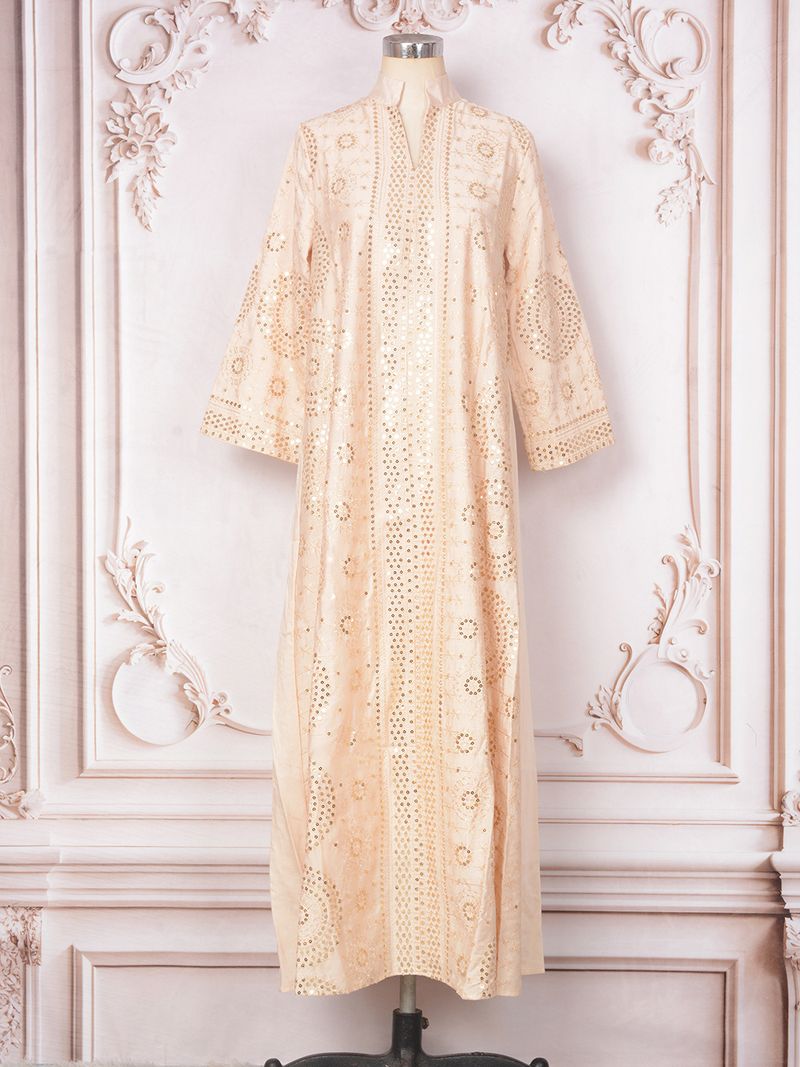 Dubai Clothing Factory Muslim Robe Women's Long New Bead Evening Dress Abaya_voghion.com