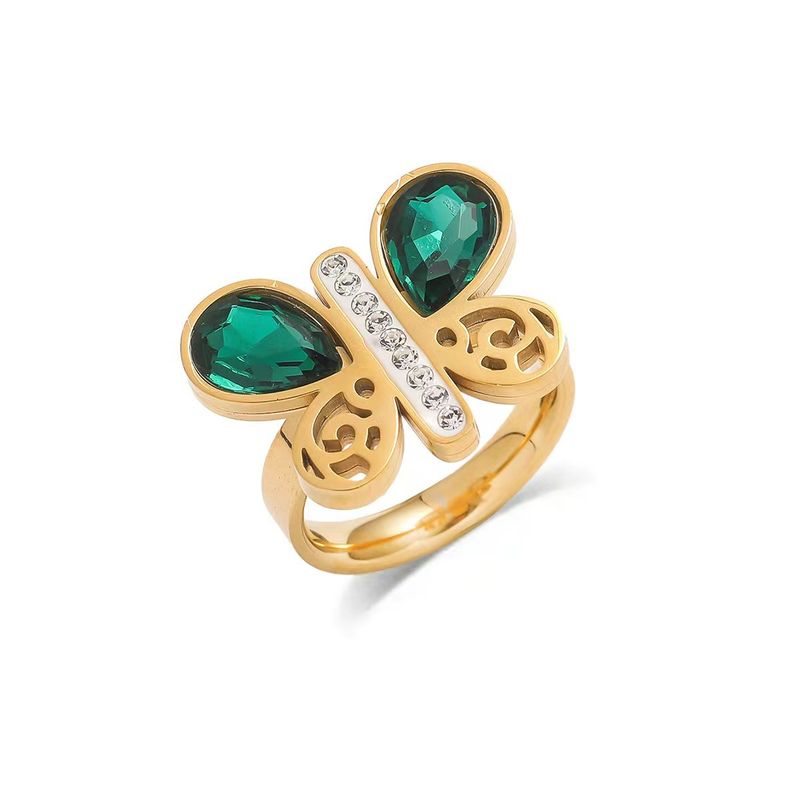 Jewelry Sets Necklace For Women, New Fashion, Simple Emerald Butterfly Temperament Earrings And Bracelet, Stainless Steel Set_voghion.com