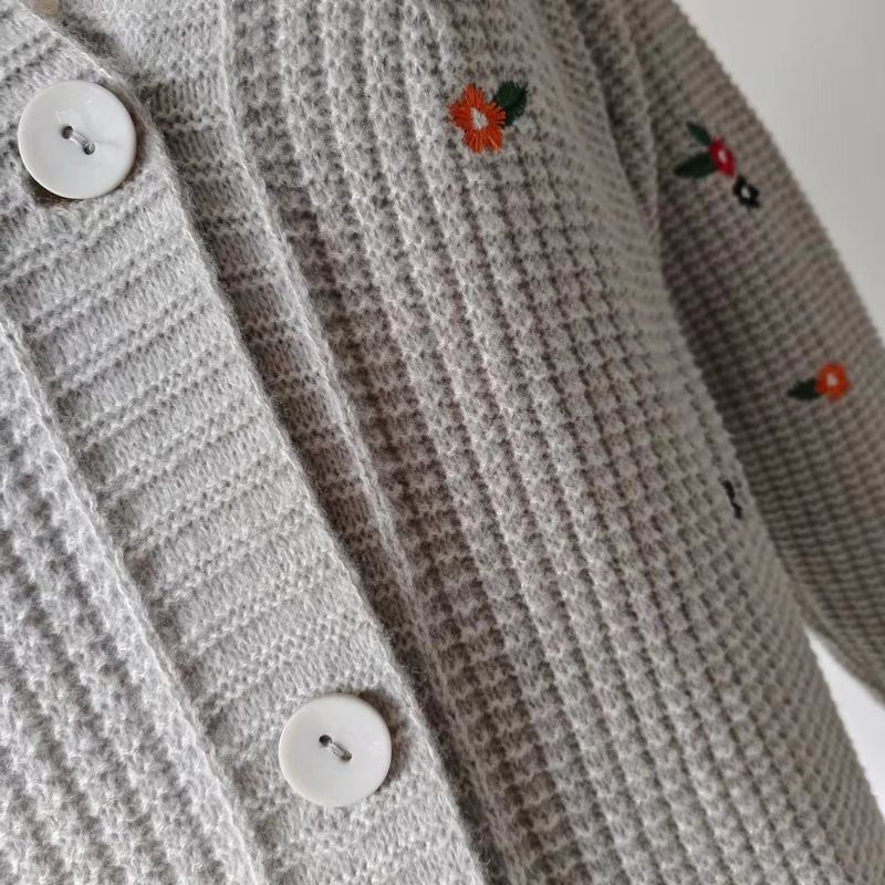 Cardigan tricoté brodé pour femme, nouvelle veste décontractée à simple boutonnage, automne et hiver_voghion.com
