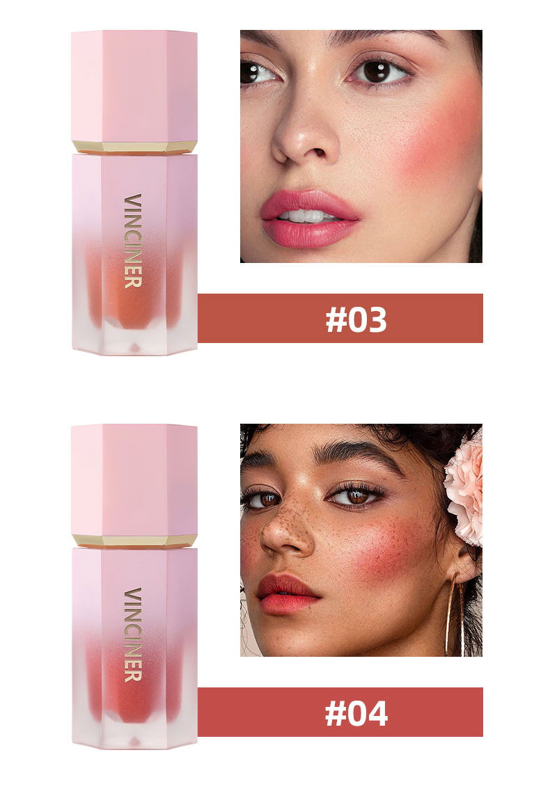 8 színű folyékony púderes pirosító, tartós matt, selymes, sima, finom rúzs, természetes kiemelés, színes smink, szépségápolás_voghion.com