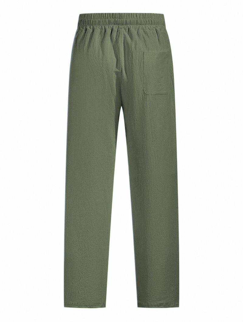 Men's Clothing Casual Trousers Linen Casual Pants Straight Leg Loose Fit Summer Lightweight Breathable Comfortable Trousers With Multiple Pockets_voghion.com