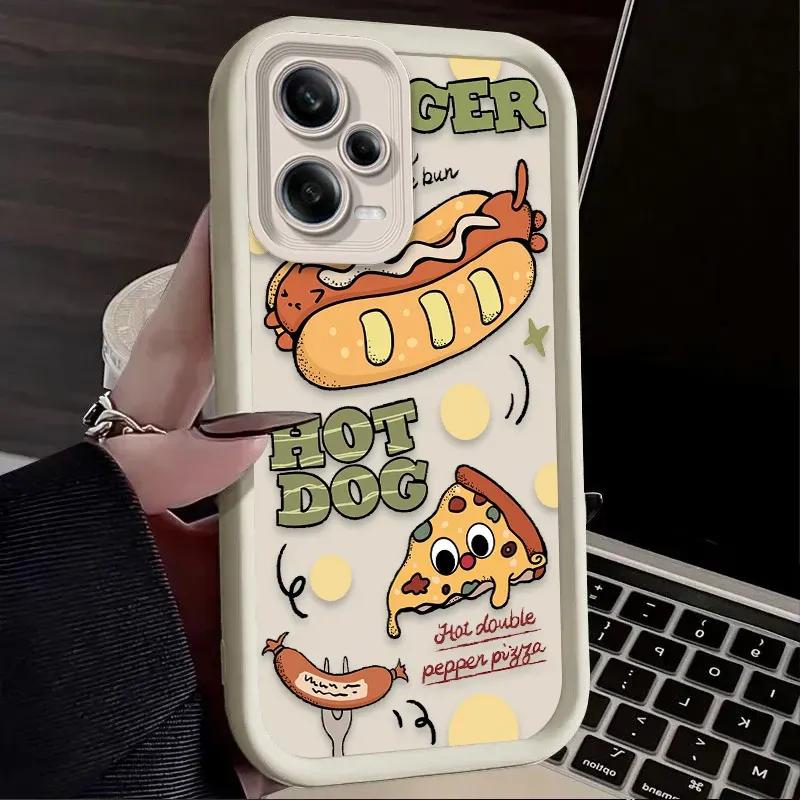 Silikonhülle für Xiaomi Redmi Note 13 12 11 Pro Plus 4G 5G 12S 11S 10S 10 9 9S Redmi 14C 13C 12C A3 12, Motiv: „Lustiger Hamburger“_voghion.com