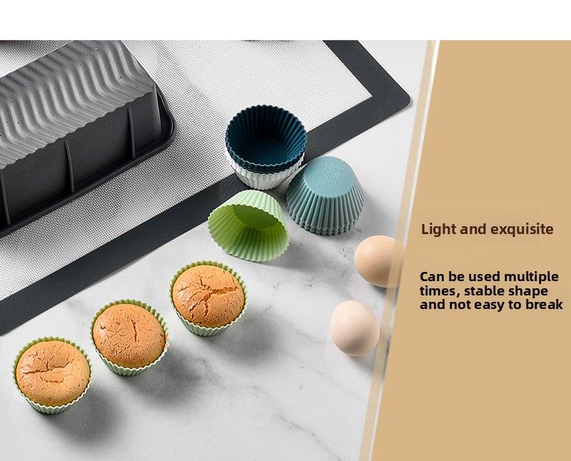 Morandi Color Series Round Set Cake Baking Tart Steamed Egg Baby Food Mold Silicone Muffin Cup_voghion.com