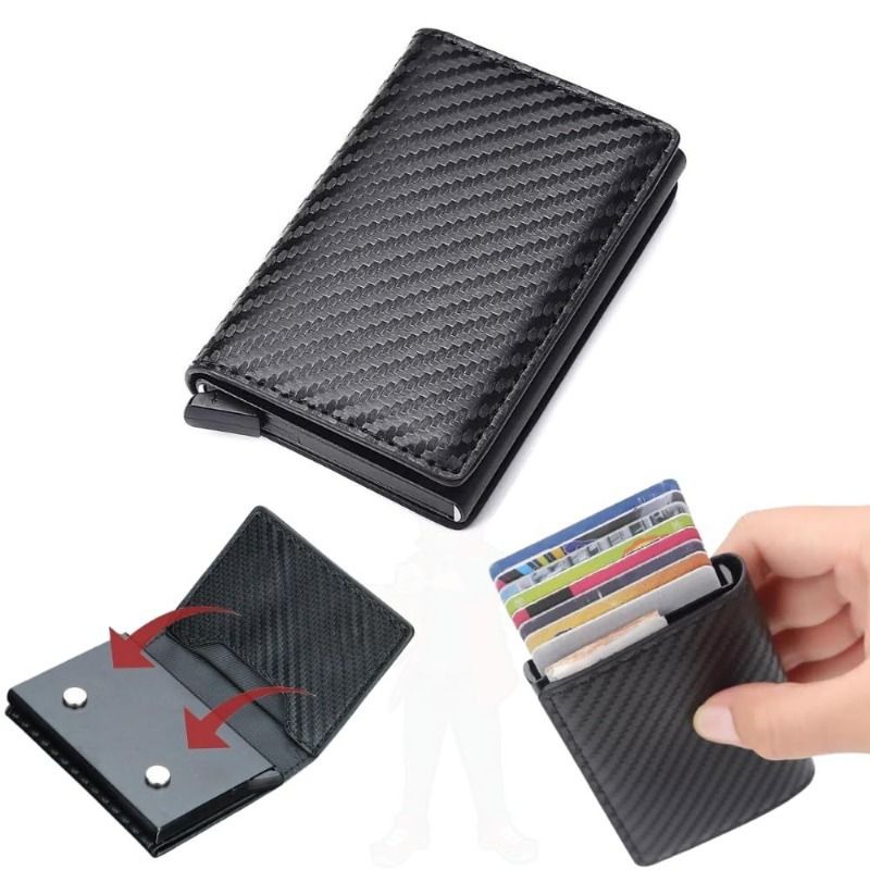 Kartenhalter, Geldbörse, Brieftasche, Kohlefaser, magnetisch, automatisch, elastisch, Aluminiumlegierung, RFID-Kartenbox, Diebstahlsicherung, Kartenclip, Anti-Entmagnetisierung_voghion.com