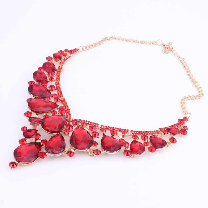 Set di gioielli da sposa da donna collana orecchino braccialetto anello per accessori per feste decorazione di cristallo_voghion.com