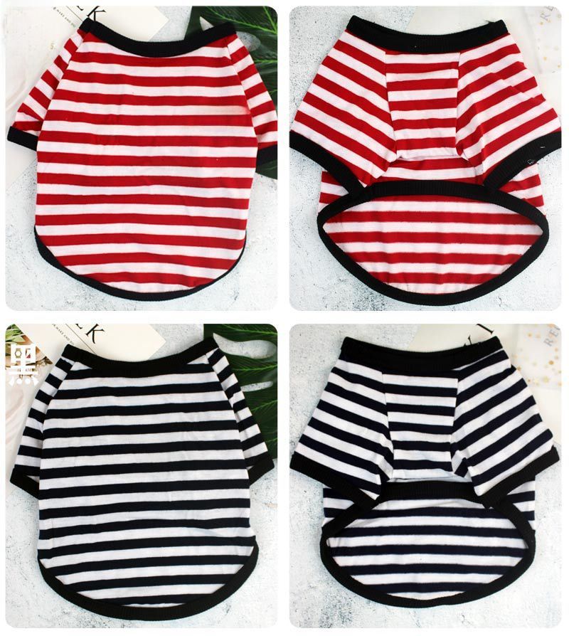 Nuovi vestiti estivi per cani, abbigliamento per animali domestici, maglietta a righe con scollo rotondo, taglia media e piccola, Bomei Teddy, primavera ed estate, sottile_voghion.com