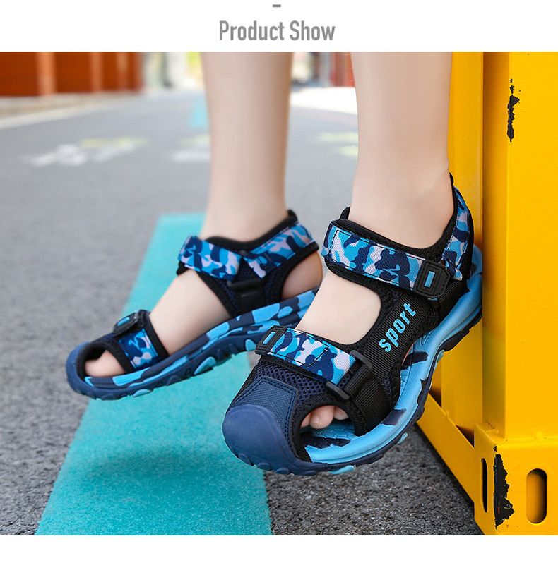 Sapatos infantis sandálias fechadas de bico fino para meninos, sapatos de praia infantis antiderrapantes e resistentes à sujeira, novos sapatos de verão 2024_voghion.com
