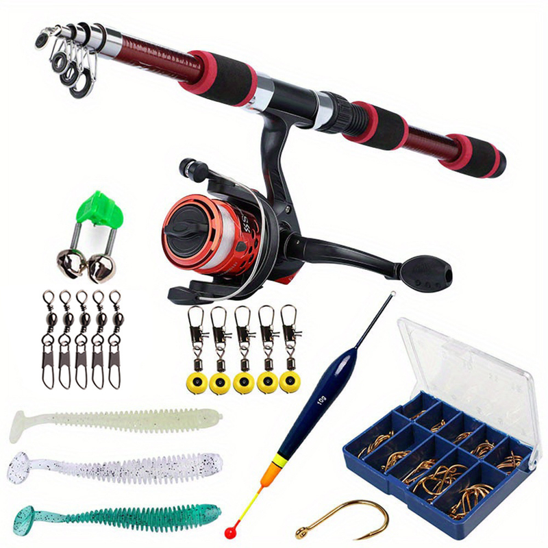 Sougayilang 70,87 tommer/5,9 fot komplett sett med Telescc fiskestang og snelle Baits Hoo reisestangsett_voghion.com