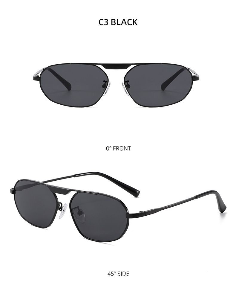 Metal Single Beam Large Frame Polygonal Sunglasses For Women Retro Simple European And American Ins Street Shooting Beach Sunshade Sunglasses Trend_voghion.com