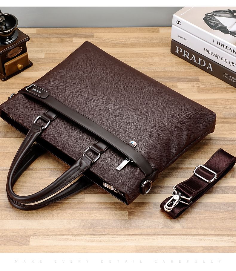 Men's Business Briefcase Men's Handbag, Business Briefcase, Single-shoulder Crossbody Bag, Soft Pu Leather Computer Bag, Casual And Trendy Men's Bag_voghion.com