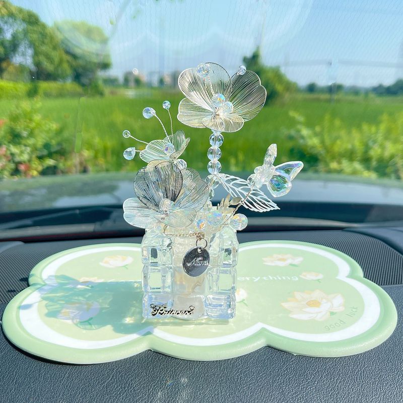 Crystal Flower Ornament For Dashboard, Girl's Interior Decoration, Car Decoration_voghion.com