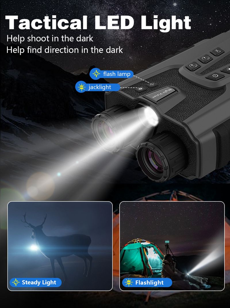 DT49 Nuovo binocolo HD per birdwatching, foto e video, portatile, per esterni, con visione notturna a colori e in condizioni di scarsa illuminazione_voghion.com