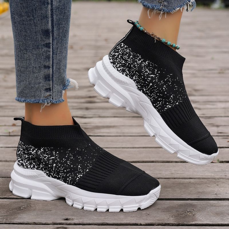 Scarpe singole sportive casual con fondo spesso traspirante Flyknit 2023 di grandi dimensioni per le donne_voghion.com