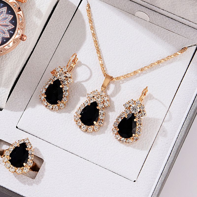 Women's Water Drop Jewelry Set - Elegant 3-Piece Necklace, Bracelet & Earrings, Trendy Casual & Versatile Style_voghion.com