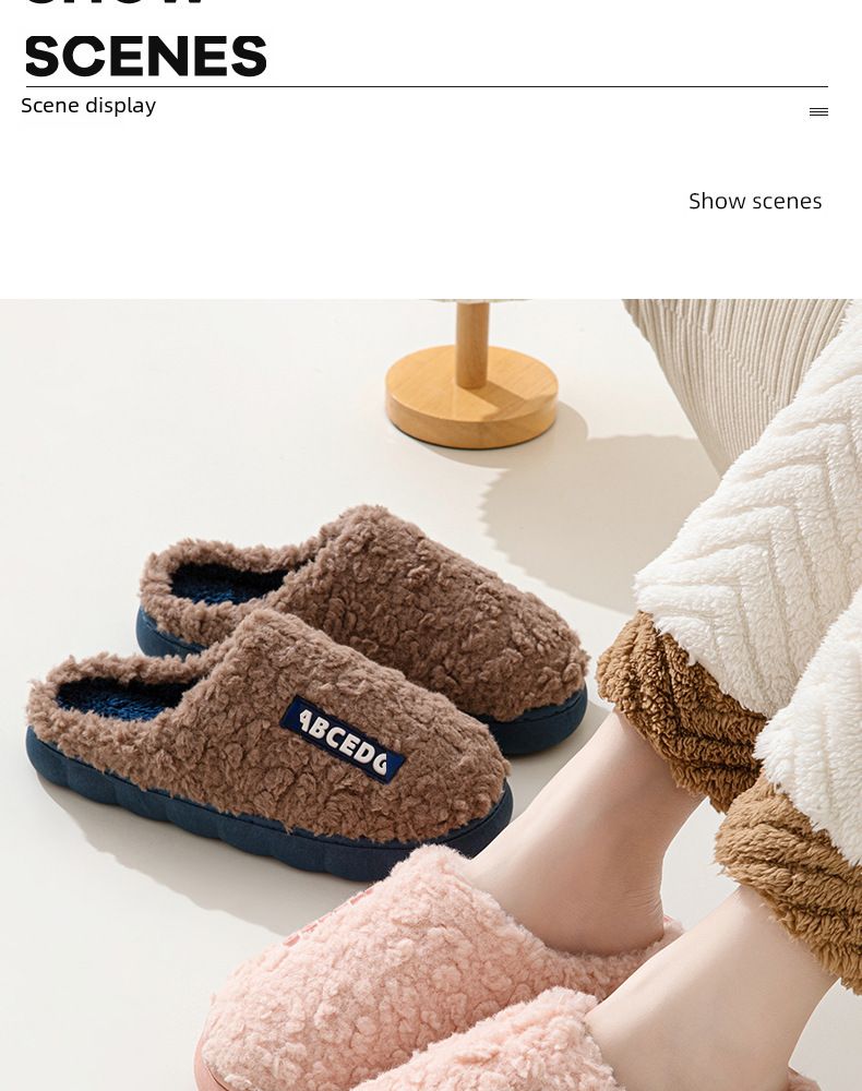 Online Promi Paar Herbst und Winter Baumwolle Hausschuhe Herren Indoor Home Warm Verdickt Confinement Outdoor Furry_voghion.com