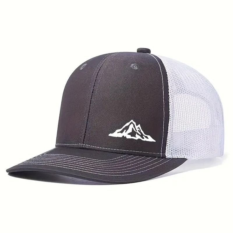 Men's Hats Creative Design Mountain View Flat Brim Baseball Cap Slightly Curved Richardson Trucker Hat Outdoor Quick Drying Mesh Cap For Men_voghion.com