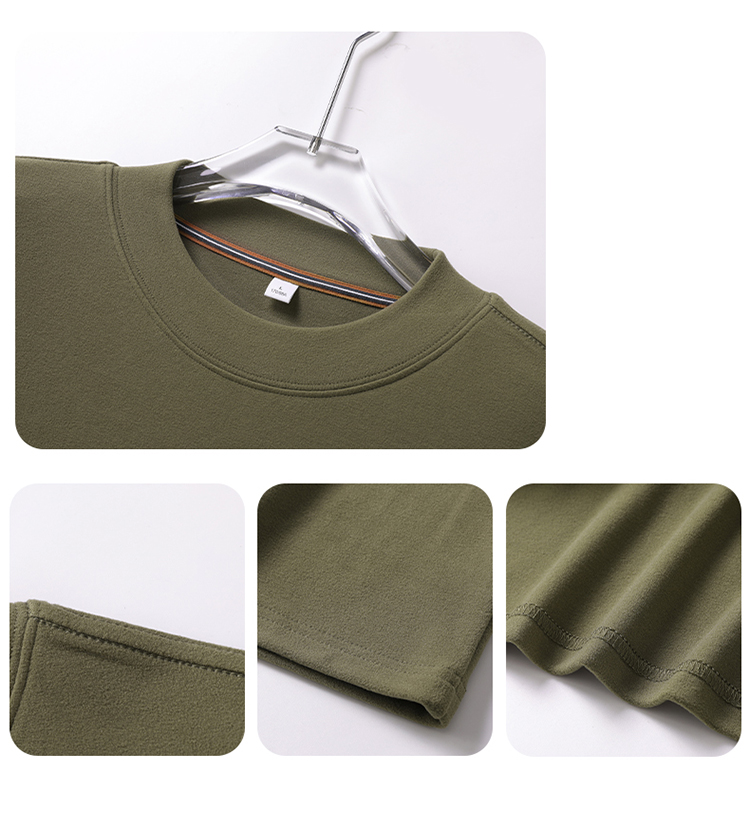 German Fleece Hoodie For Men With Round Neck And Fleece Warm Base, Thick And Simple Long Sleeved T-shirt, Paired With A Self Heating Top_voghion.com