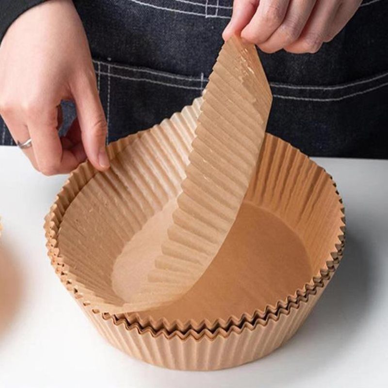 Haushaltsküche Luftfritteusenpapier doppelseitiges Silikonölpapier Einweg-Backwerkzeuge rundes ölabsorbierendes Papier Großhandel_voghion.com