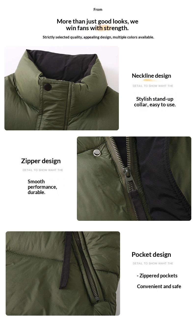 Minimalistische Herren-Daunenweste von Cove – Herbst/Winter, Stehkragen, modisch, vielseitig, lässig, warm, dick gefüttert, ärmellos_voghion.com