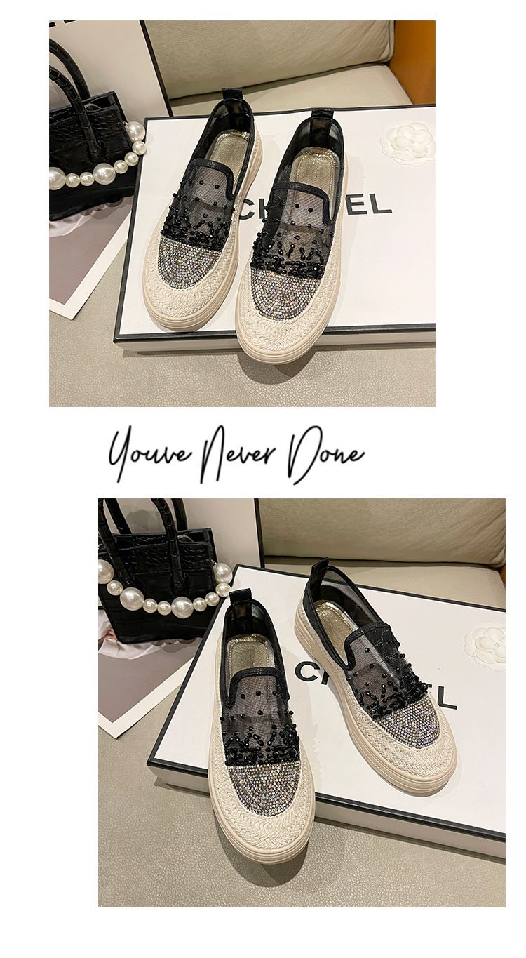 Scarpe da pescatore traspiranti con perline di diamante d'acqua Lefu in rete estiva, suola spessa in torta di pino, scarpe singole casual per_voghion.com