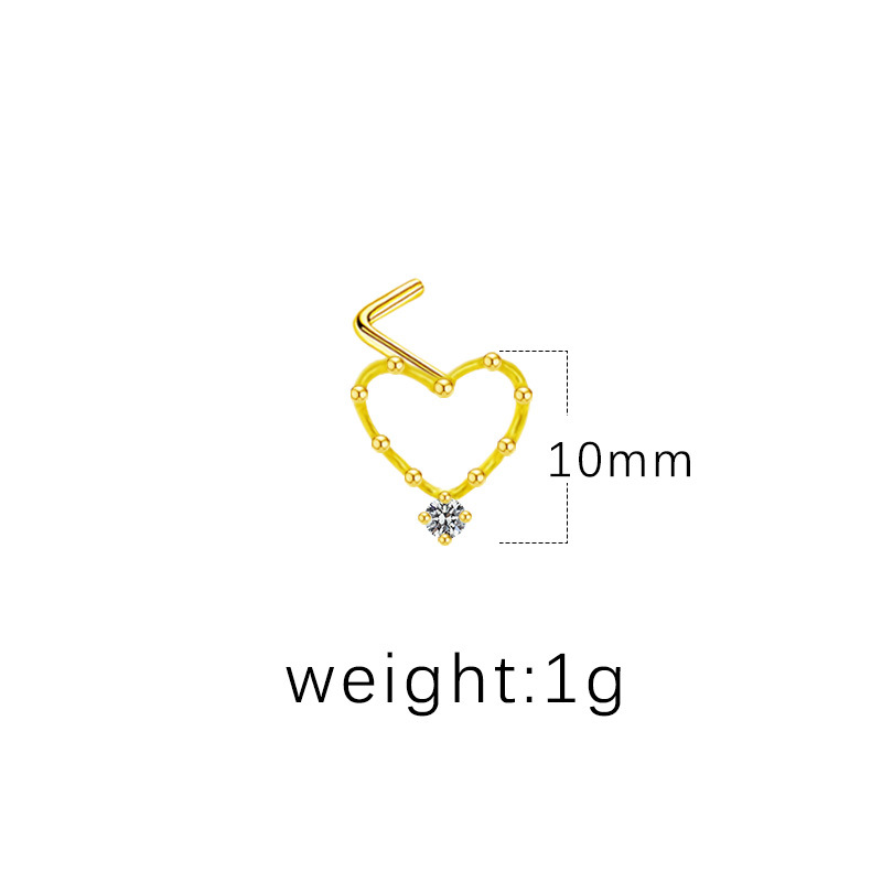 Piercing pentru nas, unghie de nas în formă de inimă, pandantiv cu cinci stele, diamant transfrontalier european și american, unghie de nas, unghie de nas, știft pentru nas_voghion.com