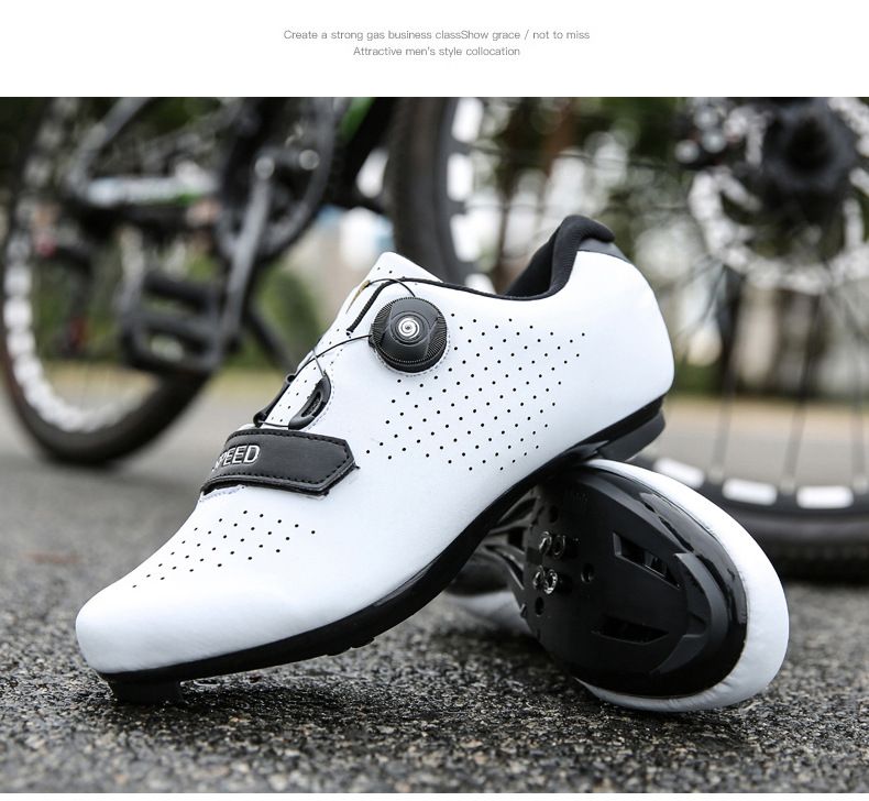 Novo estilo de calçados de ciclismo com travas, calçados com trava de fivela dupla, calçados de bicicleta de estrada masculinos e femininos, solado rígido de borracha para mountain bike_voghion.com