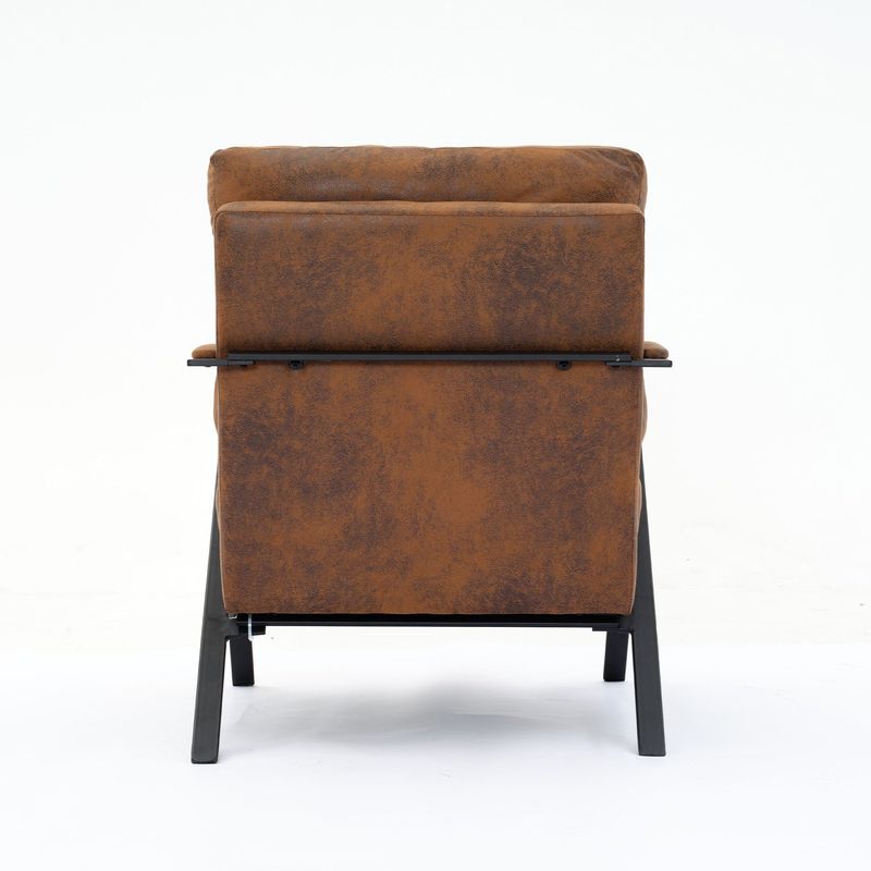Mid-Century Modern Chair Upholstered Lounge Arm Chair With Iron Frame And Thicker Cushion For Living Room, Reading, Balcony,Brown_voghion.com