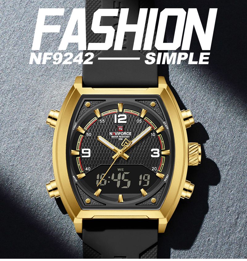 Herren Militär Dual Display Uhr Neue Tonneau Zifferblatt Quarz Armbanduhr Männer Wasserdichte Sport Uhren Analog Digital Uhr_voghion.com