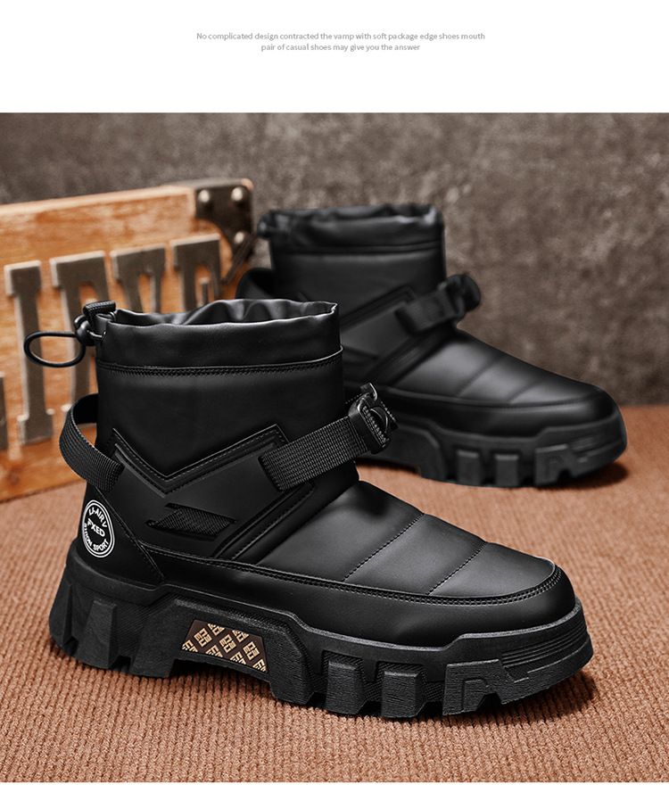 Stivali da neve invernali da uomo, impermeabili, slip-on, foderati in pelle, caldi, con suola spessa, scarpe casual da esterno_voghion.com