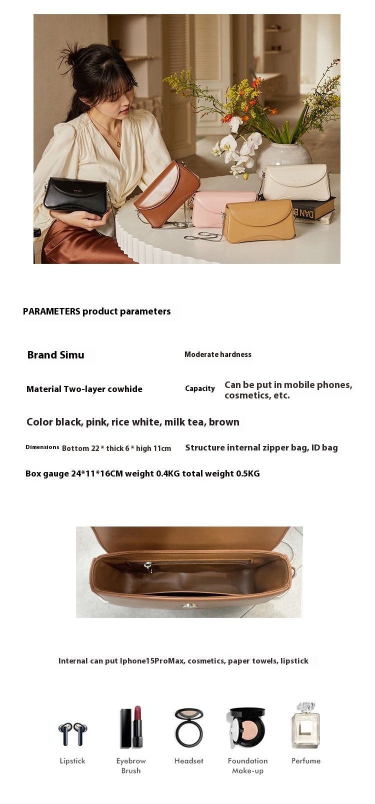 Crowd Commuter Crossbody Women's Made of Genuine Leather with High Quality Feeling Square 2024 New Fashion Chain Single_voghion.com