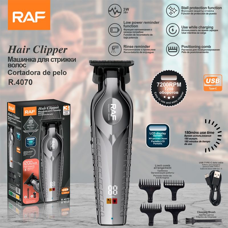 RAF Hair Trimmer, Three-Hour Battery Life Multi-Functional Electric Clipper With USB Interface_voghion.com