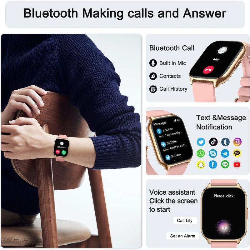 Smartwatch für Männer und Frauen, Fitness: Laufen, Smartwatches für Männer, digitale Herrenuhren, Anrufe annehmen, wasserdichte Smartwatch_voghion.com