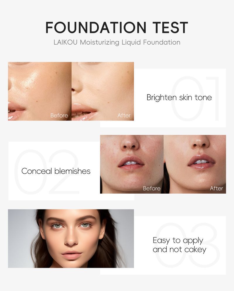 Tekoči puder LAIKOU 30 ml, več barv, neobvezno vlažilno, proizvajalci kozmetike FDA, en kos, dropshipping_voghion.com