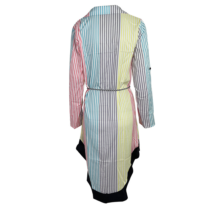 Abito da donna alla moda con scollo a V e lacci a maniche lunghe_voghion.com