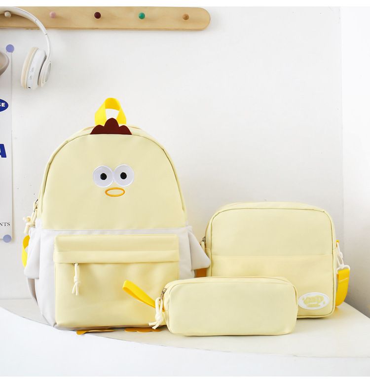 Adorabile set di zaini per bambini con pulcino dei cartoni animati - Carina borsa da scuola leggera con astuccio coordinato, traspirante ed ergonomica_voghion.com