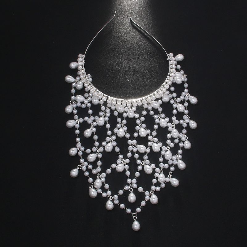 Neu Perle Haar Kette Stil Quaste Braut Hochzeit Zubehör Weibliche Headwear_voghion.com