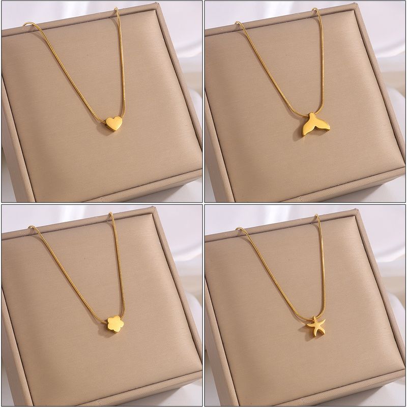 Collana da donna con ciondolo dorato, collana in acciaio al titanio, stile coreano, con cuore leggero, di lusso, di alta qualità, resistente allo sbiadimento, da donna, placcata in oro._voghion.com