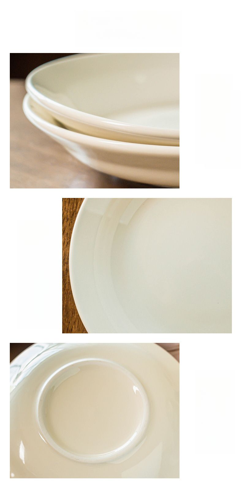 Cream-colored Ceramic Deep Round Dinner Plate Solid-color Dinner Plate For Home Use_voghion.com