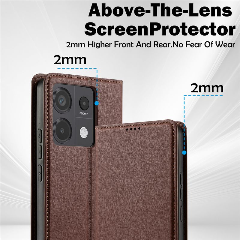 Lyxigt läderplånboksfodral för Xiaomi Redmi Note 14 Pro Plus 5G Magnetic Flip Mobiltelefon Skyddsfodral_voghion.com