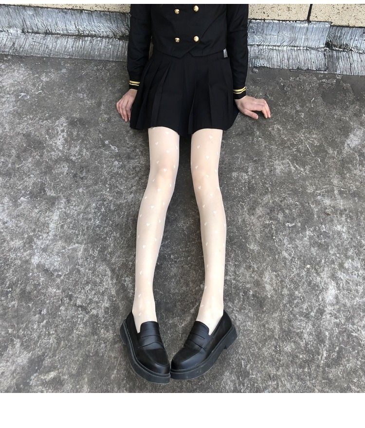Bas fins en soie jacquard à motifs noirs, collants à pois, JK Lolita_voghion.com