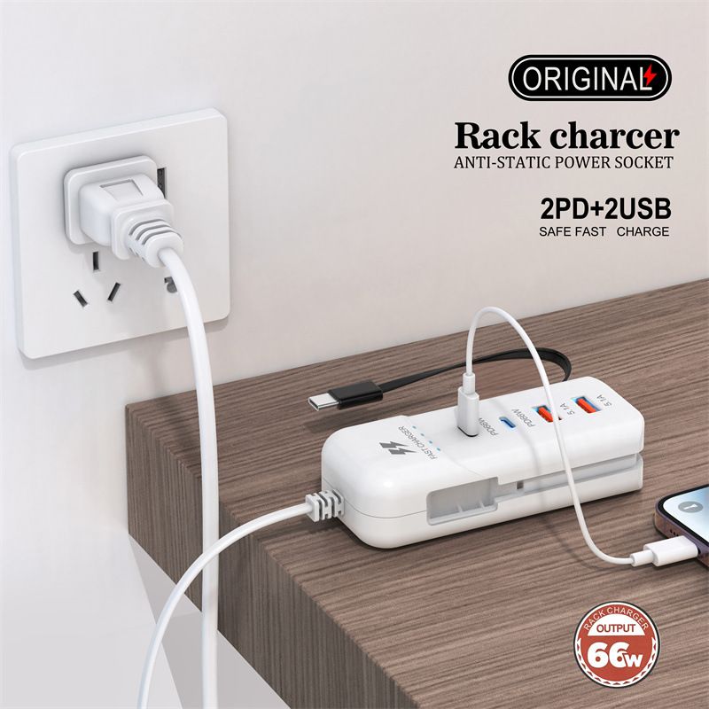 Cargador de teléfono móvil PD + puerto USB con cabezal de carga múltiple, adecuado para Android 3.1a, tipo C_voghion.com