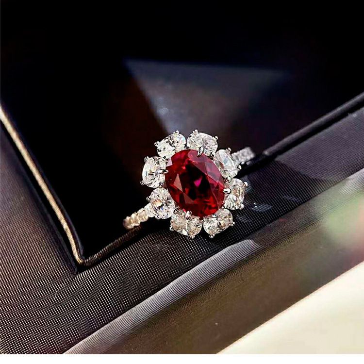 Pigeon Blood Ruby Ring For Women, Gold-Plated Inlaid Zirconia Colorful Gemstone Diamond Ring, Elegant Style_voghion.com