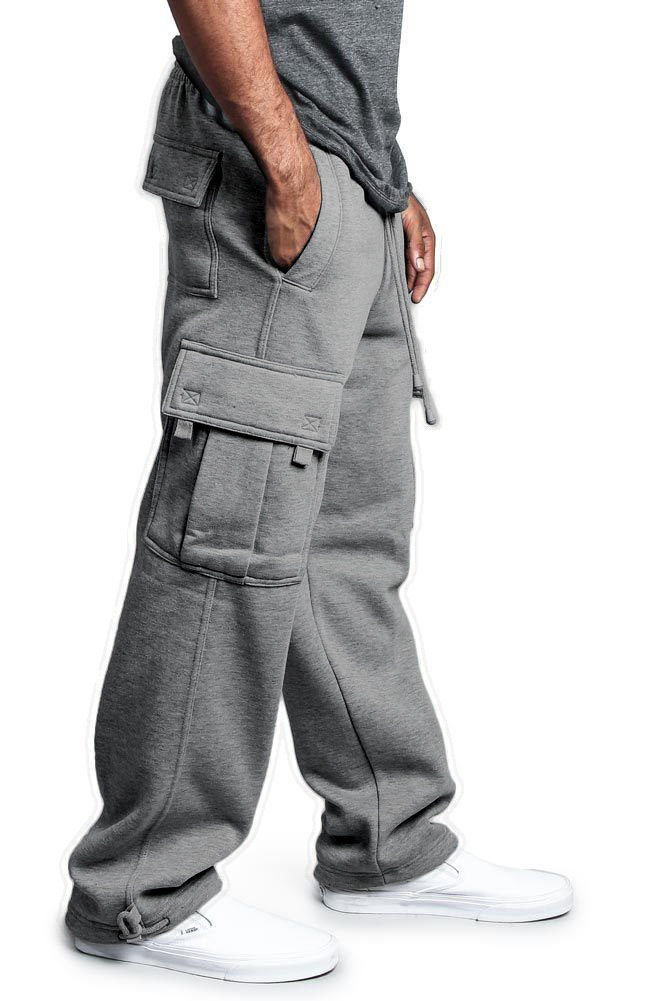 Men's Casual Drawstring Elastic Leg Pants Vintage Baggy Multi-pocket Overalls Sweatpants_voghion.com