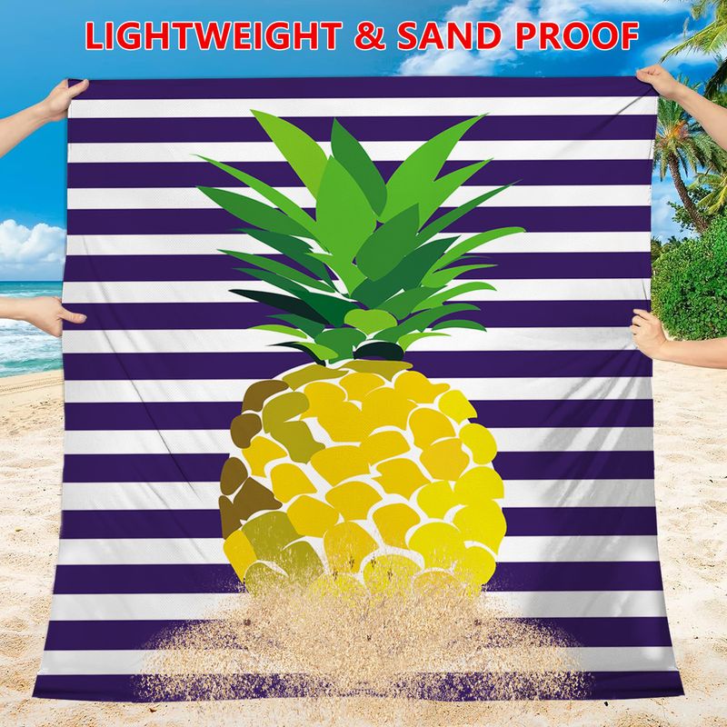 Microfiber Beach Mat - Waterproof Sand-Free Picnic Blanket With Storage Pocket (Portable Quick-Dry Lightweight For Camping Travel & Outdoor)_voghion.com
