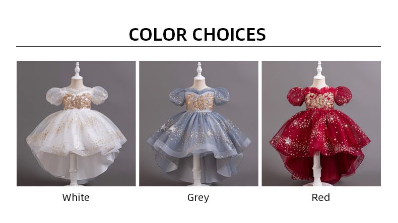 Kid's Clothing 2024 new style girls' tail dress flower girl dress girl wedding dress sequined mesh dress_voghion.com