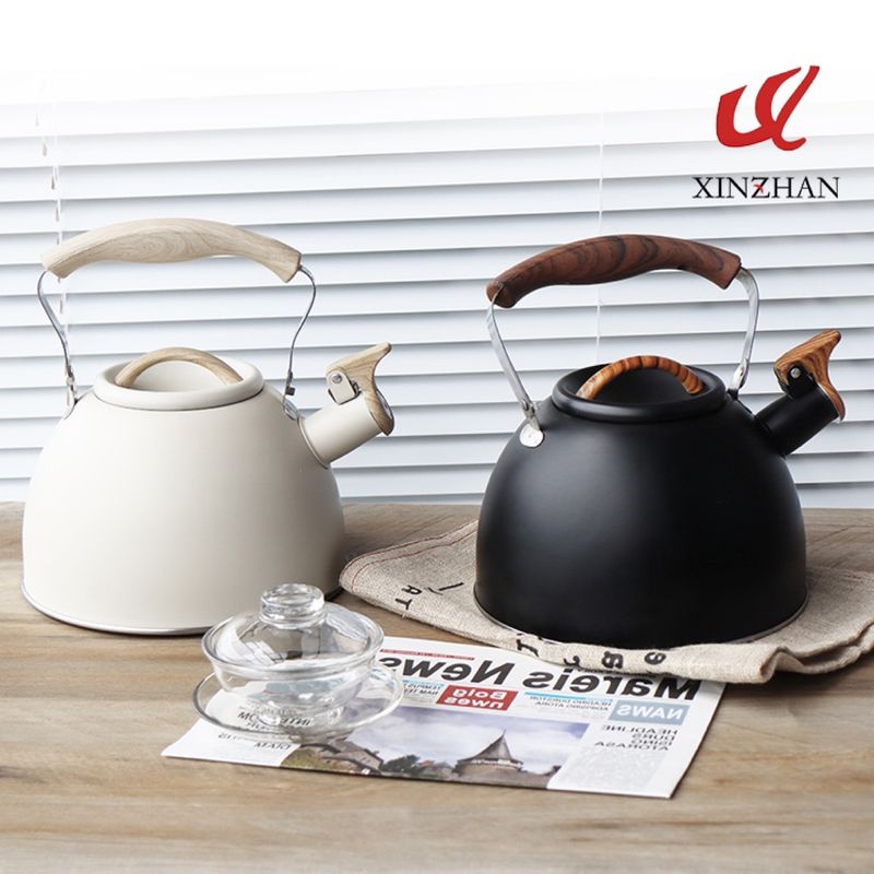 New cross border whistle kettle light luxury 2.5L flat bottom whistle kettle wholesale European style stainless steel whistle kettle_voghion.com